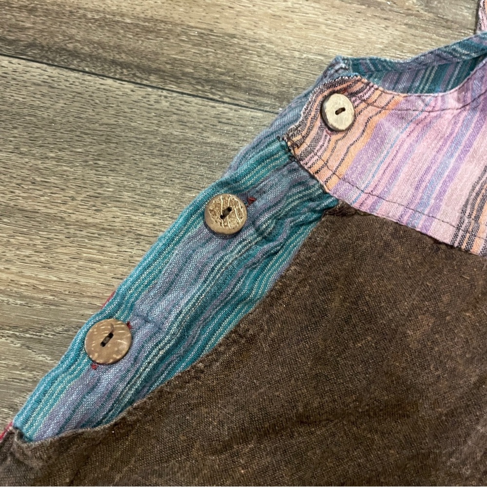 Shop Therapy Patchwork Overalls Woman’s Size Large Heavy 100% Cotton Boho - Picture 7 of 12